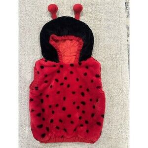 Lady Bug Costume Toddler Size 24 Month Red w Black Dots Hood Antennae Halloween